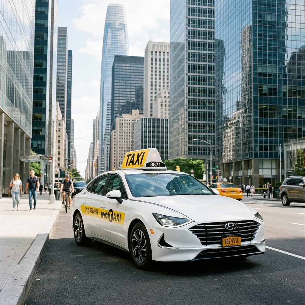 VRentNow rental car on city street
